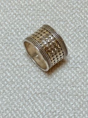 Anna Beck Classic Hammered Dot Band Ring Silver - Size 8